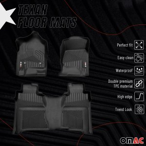 GMC Sierra 1500 Floor Mats - First Row - Omac - 3D Texan Premium TPE - Black - '13-'19